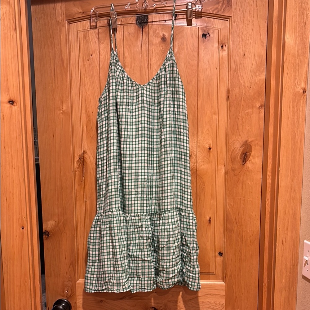 Green Gingham Drop-waist Dress